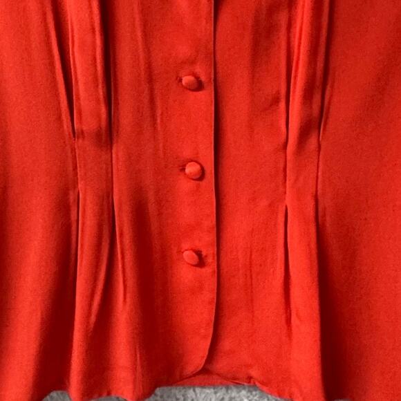 Anna and Frank Button Up Sleeveless Silk V-Neck Fitted Blouse Top Women L Orange - Picture 4 of 7